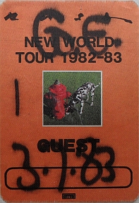 Rush and Golden Earring backstage pass March 07 1983 Houston - The Summit